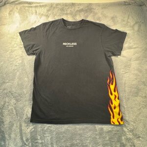 Reckless Los Angeles Flame Graphic T-Shirt Men’s Large Black Streetwear Tee